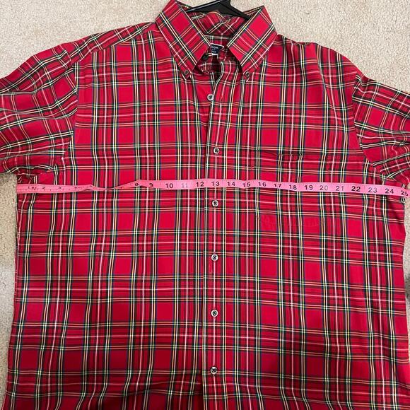 Club Room Men's Button Down Dress Shirt Size 16 1/2 Red & Green Plaid Holidays - Picture 4 of 6